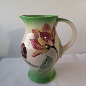 Royal Doulton Floral Ceramic Vase with Green Accents Vintage